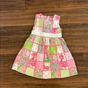 Lilly Pulitzer Pink and Green Pleated Tiered Sundress